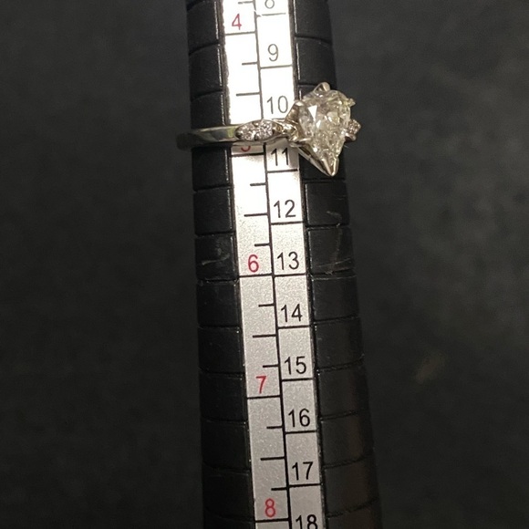 14k White Gold Diamond Pear Engagement Ring - Picture 6 of 7